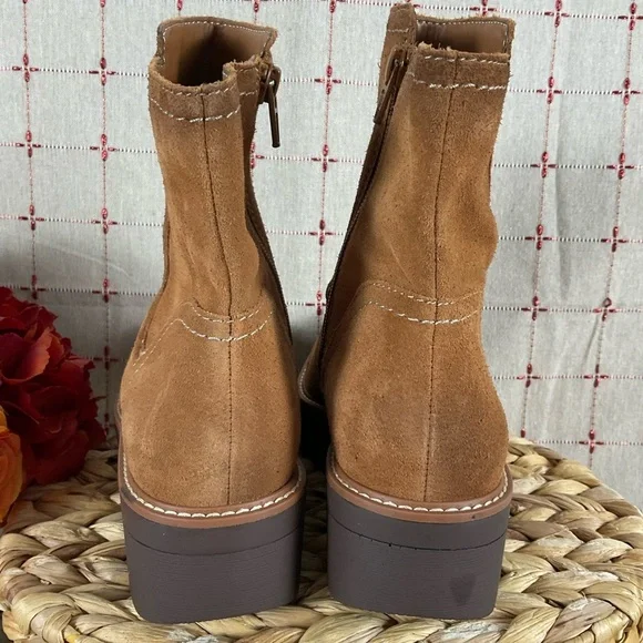 Naturalizer “Wylie” Tawny Brown Suede Wedge Platform Ankle Boots Size 6.5 - Picture 7 of 10